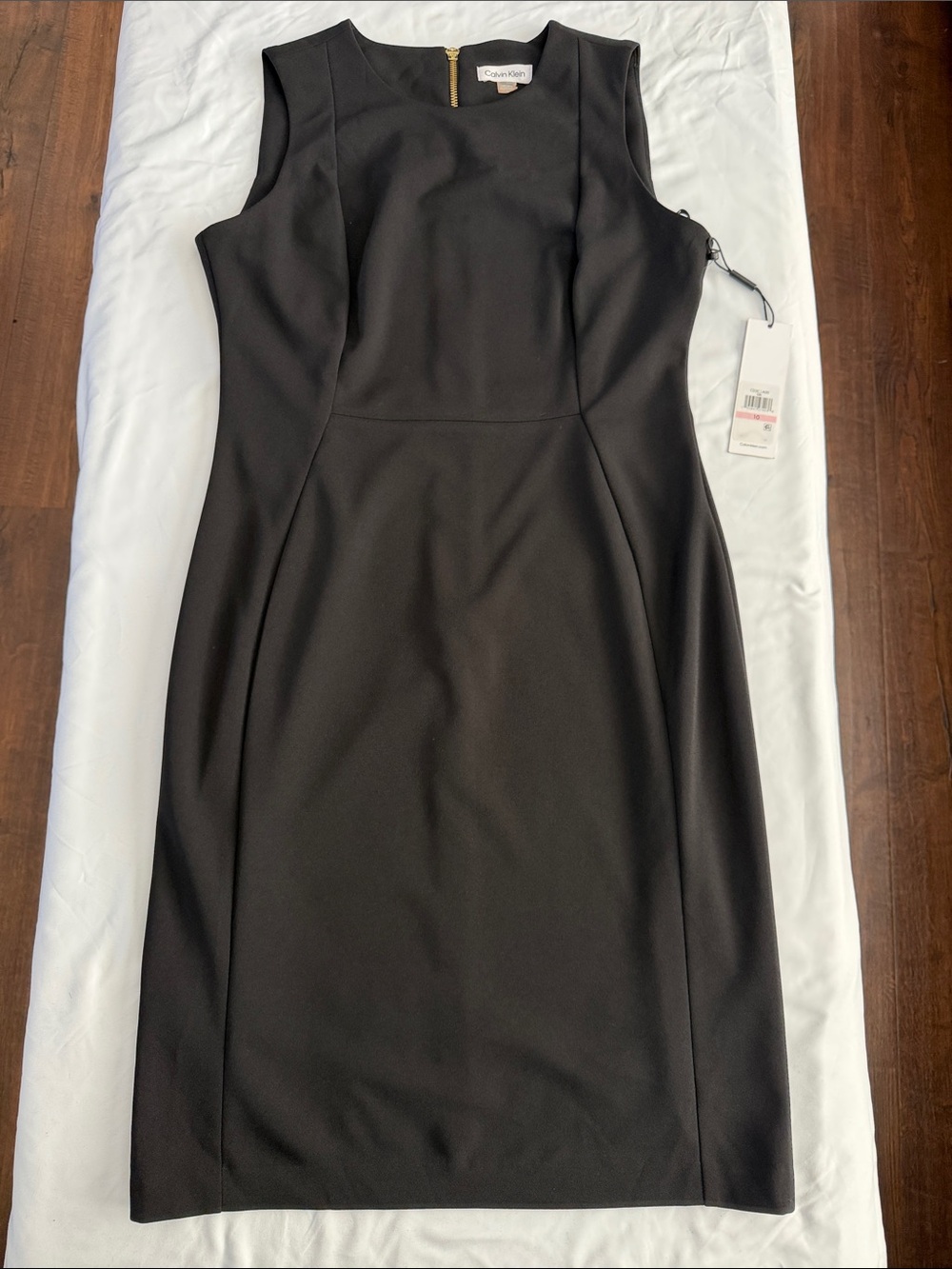 NWT Calvin Klein Black Midi Sheath Dress, Size 10